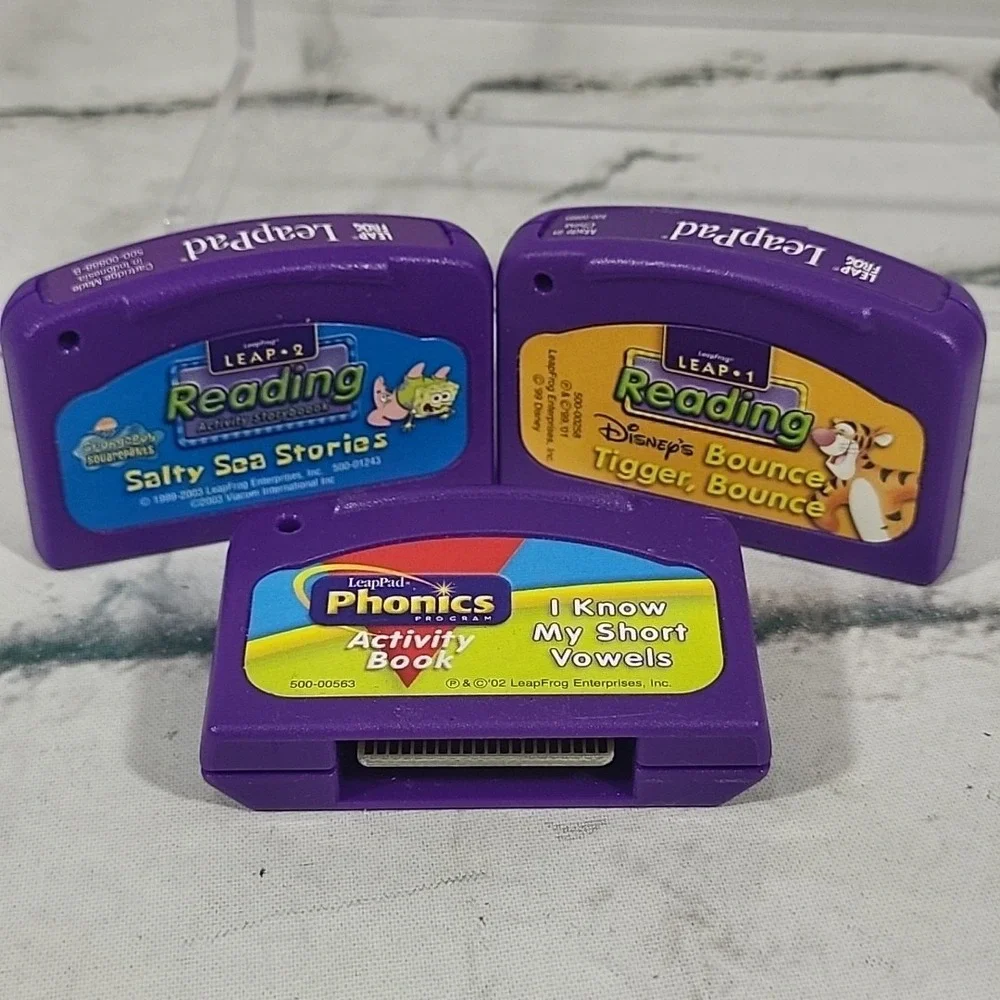 Leapfrog Leappad Game Cartridges Reading Phonics SpongeBob Tigger Lot Of 3